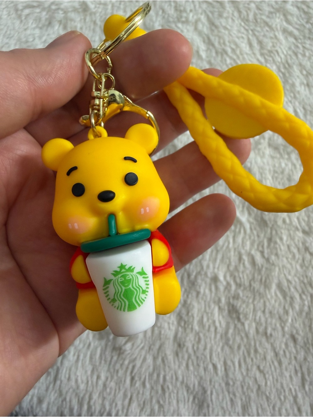 Winnie Bear Yellow Keychain with Green-Logo Cup - Kids Toy - Picture 3 of 3